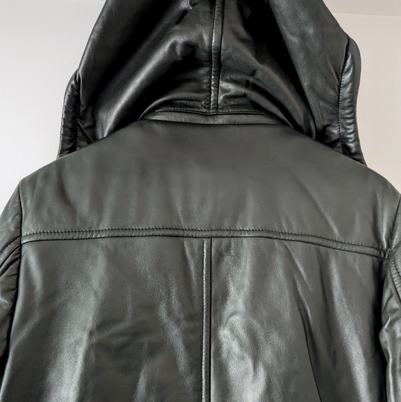 Barnabe Hardy Lamb Skin Green Hooded Bomber Coat Jacket France puffer 50 L - Picture 11 of 16